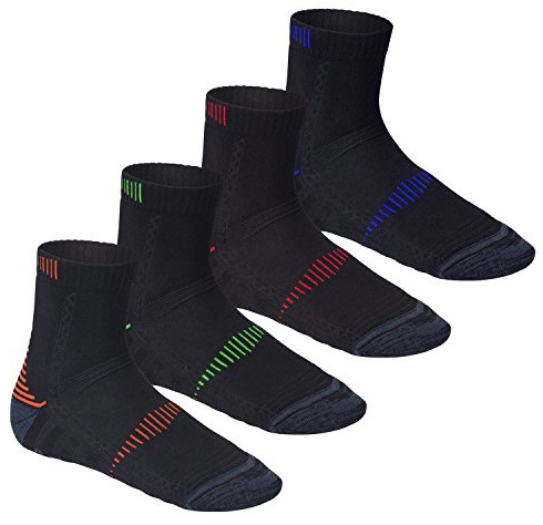 CFLEX Herren & Damen Laufsocken (4 Paar), Funktions Socke mit verstärkten Zonen