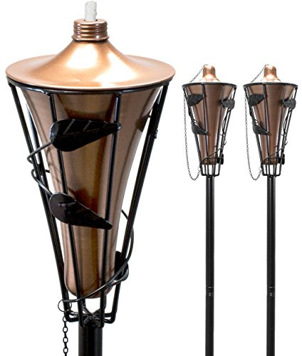 Matney Terrassenfackeln aus Metall für den Außenbereich – Verwendung für Deck, Terrasse, Hinterhof, Partys im Freien, Hochzeiten – inklusive Fiberglas-Docht und Snuffer-Kappe (152 cm, 2 Stück)