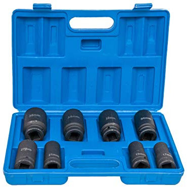 Schlagschrauber Steckschlüssel Stecknüsse Radmuttern 17-38mm 1 8 tlg (8-NUD)