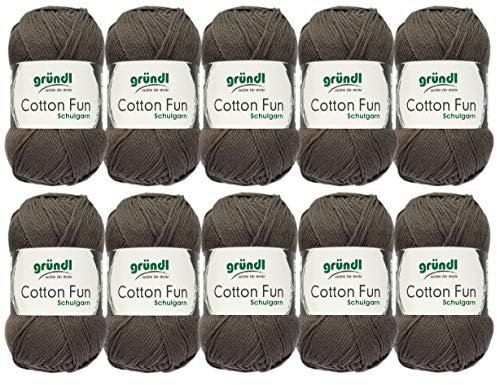 10x50g Gründl Cotton Fun Häkelgarn Strickgarn inkl. detallierter Anleitung für EIN Meerschweinchen (Fb. 25 Grau)