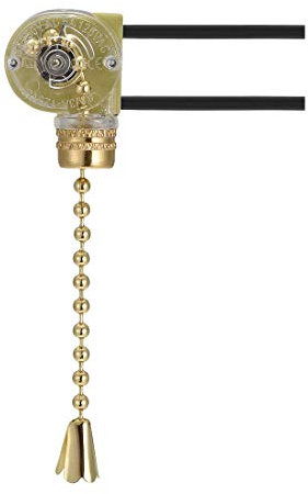 sourcing map Fan Light Switch with Brass Pull Chain (Pack of 1 set)