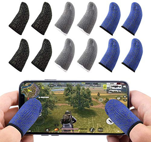 Newseego PUBG Mobile Game Controller Fingerhülle, Atmungsaktiv Anti-Schweiß-Soft-Touchscreen-Fingerhülle Sensibles Schießen und Überlebensregeln Anstreben/Knives Out für Android & IOS [12 Pack]