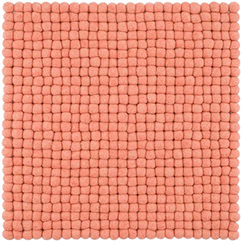 myfelt Filzkugel-Sitzauflage Stuhlauflage - Lea - quadratisch, 36x36 cm, Lachsfarben