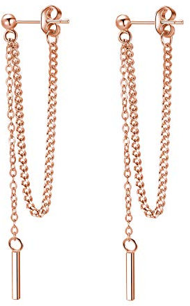 SLUYNZ 925 Sterling Silber Bar Tropfen Ohrringe Kette für Frauen Damen Tröpfchen Einfädler Ohrringe Baumeln