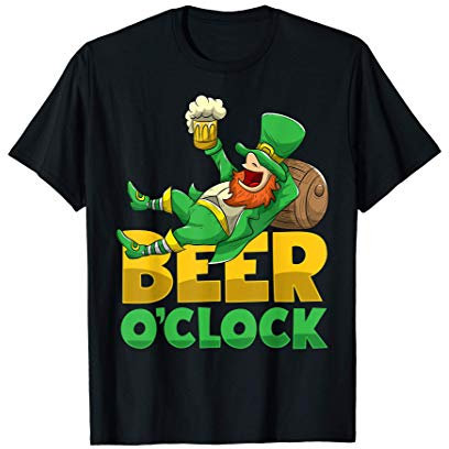 St. Patrick's Day Irish Leprechaun Bier Uhr Getränk T-Shirt