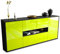 Stil.Zeit Sideboard Olaf, Korpus anthrazit matt, Front Hochglanz Limettengrün (180x79x35cm) Push-to-Open Technik & Leichtlaufschienen