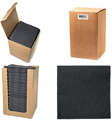 Alvotex CHIC Airlaid 100 Coctailservietten, 1/4 Falten Stoffähnlich, Hochwertige Einwegserviette, Schwarz, 20x20 cm