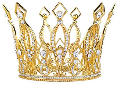 FRCOLOR Goldene Krone FüR Damen Königskrone Kristall Tiara FüR Hochzeit Prinzessin Krone Vintage Haar Schmuck FüR Festlichkeiten Und Besondere AnläSse