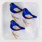 3 TLG. Glas Vogel Set in 'Ice Royal Blau Gold' - Christbaumkugeln - Weihnachtsschmuck-Christbaumschmuck