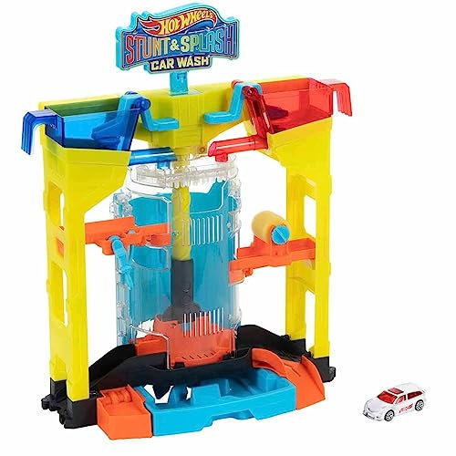 Hot Wheels GRW37 - Farbwechsel Autowaschanlagen-Spielset mit 1 Fahrzeug mit Farbwechseleffekt, für Kinder ab 4 Jahren