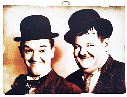 KUSTOM ART Bild im Vintage-Stil von Laurel & Hardy (Stan Laurel und Oliver Hardy) aus der Kollektion Druck auf Holz.