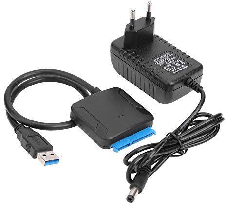 7xinbox Cable Adaptador USB 3.0 SATA III para Disco Duro SATA a USB 3.0, Cable Adaptador para Disco Duro SSD de 2,5/3,5 Pulgadas, Compatible con UASP con alimentación CC 12 V