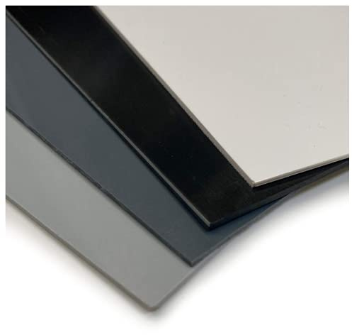 A+H - Kit de placa de plástico de PVC rígido, 2000 x 1000 mm, placa de plástico gris claro, placa rígida de PVC de 2mm, placa de pvc gris claro (3 piezas)