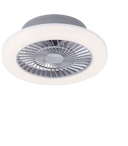 SellTec LED Deckenleuchte, Deckenventilator Lampe, stahl, schaltbar per Wandschalter, Durchmesser 50cm, warmweiß