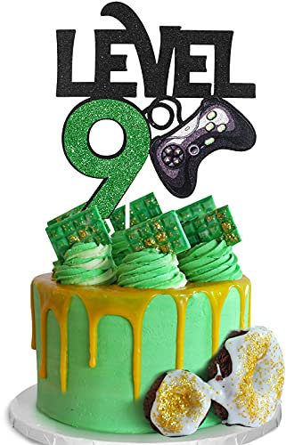 Level 9 Game Birthday Cake Topper - Video Game Boy's 9th Birthday Level Up Party Cake Supplies - Game On Winner Gaming Party Dekoration