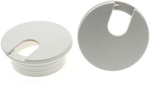 35 mm, U-förmige Öffnung, Schreibtischtülle, 2 Stück ABS-Kunststoff-Kabellochabdeckung, Kabeldurchführung zum Anordnen von Drähten und Kabeln durch Computertisch/Arbeitsplatten (weiß)