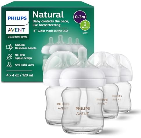 Philips Avent SCY910/04 - Biberón de vidrio con tetina natural, 113.4 g