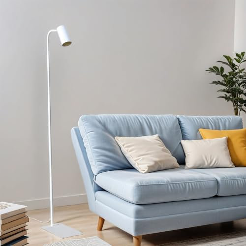 Licht-Erlebnisse Steh Leselampe Stehlampe GU10 Weiß Gold, Spot, verstellbar, Kabelschalter, H:126 cm, minimalistisch, Wohnzimmer, Schlafzimmer, Stehleuchte