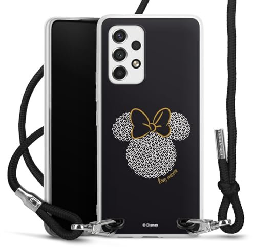 Carry Case kompatibel mit Samsung Galaxy A53 5G Hülle mit Band Handykette zum Umhängen schwarz Minnie Mouse Disney Muster