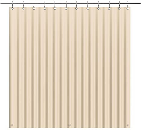EHZNZIE Duschvorhang, leichtes PEVA, 183 x 183 cm, wasserdicht, kein chemischer Geruch, mit 12 rostfreien Metallösen, für Badezimmer, Duschvorhang, Beige