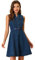 Allegra K Damen Jeanskleid Ärmellos Henley V-Ausschnitt Gürtel Denim Minikleid Kleid Dunkelblau S