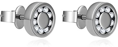 Titan Ohrringe für empfindliche Ohren, Titan Ohrstecker für Frauen, Herz Kreuz Hexagon Runde CZ Ohrstecker (Round)