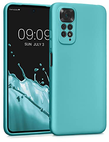 kwmobile Handyhülle für Xiaomi Redmi Note 11 / Note 11S Hülle - weiche Silikon Case metallisch schimmernd - Schutzhülle Cover - Metallic Mintgrün
