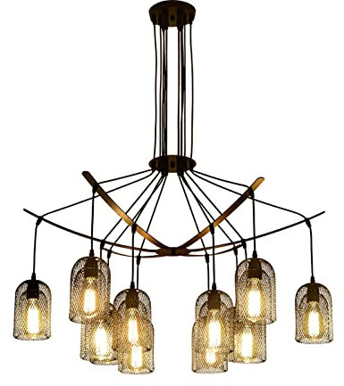 Lechera grande de hierro forjado, personalidad de 12 luces de 12 ligeros Luz colgante americana, estilo industrial Café retro Luz colgante, for tienda de ropa Dormitorio Dormitorio Entrada Comedor