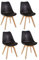HJhomeheart Juego de 4 Sillas de Comedor, Patas de Madera Maciza, Cojín de Silla Extraíble, Silla de Cocina, Silla Moderna (Negro-4)