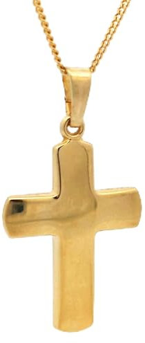 Gold Anhänger Kreuz mit Goldkette massiv 585-14 Karat Gold, Kettenlänge:60 cm Unisex
