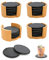 H HANSEL HOME Juego de 24 Posavasos de Pizarra Natural Antideslizante Redondos con Caja de Bambú, Set Posavasos para Bebidas, Vasos, Tazas, 10cm, Negro