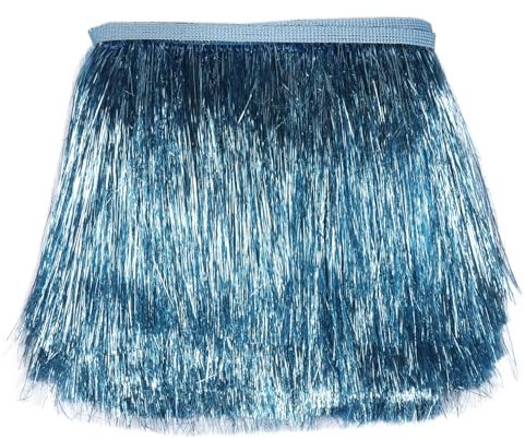 YYCRAFT Lametta-Girlande, 20,3 cm breit, Lametta-Besatz, Tanzkostüm, Fransenborte, glänzender Folieneffekt, Party-Dekoration (4,5 m, blau)