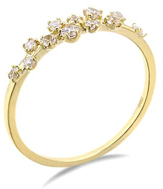 Daesar Eheringe Gold 750er, Ring Damen Schmal Blume mit Diamant Gold Ring Verlobung und Hochzeit Große 62 (19.7)