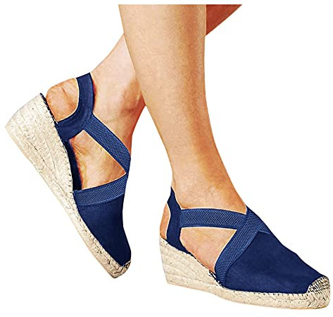Kobilee Sandali Donna con Tacco Comode Bohemia Platform Sandali Zeppa Plateau Casual Alto Sandalo Espadrillas con Tacco Eleganti Lacci Sandali Estive Chiuse Punta Chiusa