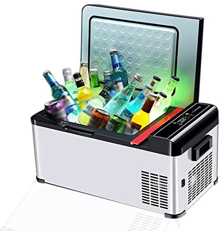 ZHEYANG 12V Car Refrigerator Camping Fridge Freezer 12v 240v -25℃ to 20℃ RV Electric Compressor Fridge Campervan Boat Electric Cooler Z0524(Color:Q-18, Size:only car use)