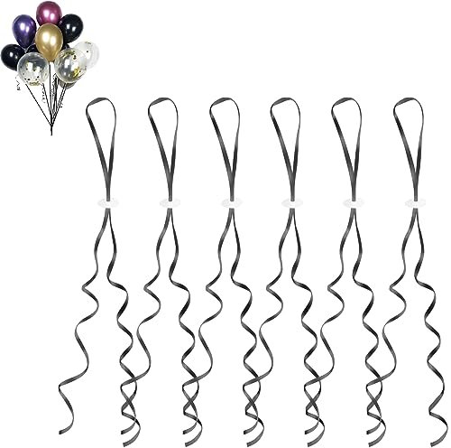 GoldRock Ballonverschlüsse Helium mit Schnur für Luftballons,50 Stück Ballonband Schwarz,Luftballon Verschlüsse,Luftballon Schnüre, Schnur zum Luftballon Aufhängen für Hochzeitsfeier,Geburtstag,Party