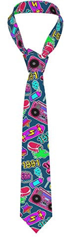 DJNGN Herren-Krawatte, bunt, 90er-Jahre-Comic-Stil, Krawatte für Herren, Krawatte für Anzug, Business, Party, Hochzeit (8 cm)