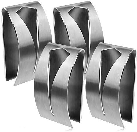 YSFSootie 4 Pcs Self Adhesive Towel Holders Stainless Steel Tea Towel Hook Rack Towel Cloth Holders No Drilling Hand Towel Hooks for Home Kitchen Bathroom Wall and Door