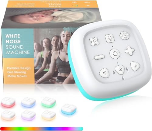eSynic Máquina de Ruido Blanco Portátil para Bebés Máquina de Sonido Recargable para Dormir con Luz Nocturna Ruido Blanco de Viaje con 30 Tipos de Sonidos Relajantes Buenos para el Sueño del Bebé