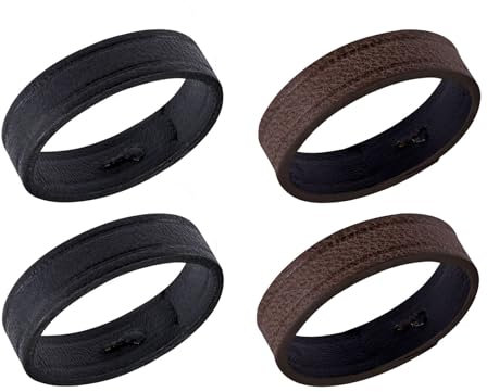 ANNEFIT Leder Uhrenarmband Schlaufe, 4 Stück Ersatz Uhrenband Schlaufe Halter, Kompatibel mit 22mm Uhrenarmbänder (Schwarz+Dunkelbraun)