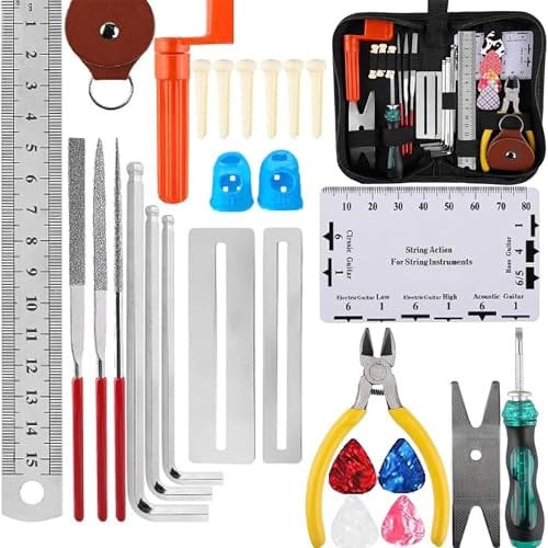 FGXY 28pcs Guitar Repair Maintenance Kit, Guitarra De Instrumentos De Cuerda Ukulele Bajo Mandolin Banjo Accesorios De Limpieza Y Mantenimiento Juego De Herramientas De Guitarra Regalo
