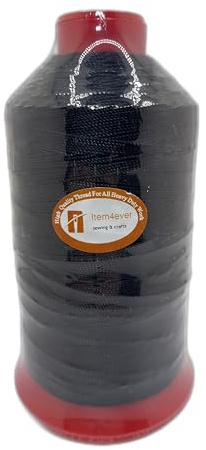 UV-beständiges gebundenes Polyester-Nähgarn für Polstermöbel, Outdoor, Marineblau, 227 g (Tex 90, Schwarz)