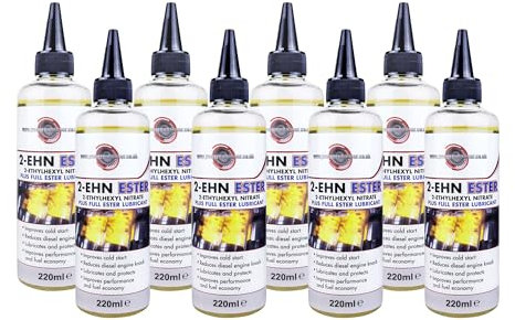 Powerenhancer Premium Double Filtered Pure 2-EHN Cetane Booster with 100% Ester Lubricant. Diesel Additive to Improve Cold Start, Reduce Engine Knock and Improve Performance. 8 x 220ml