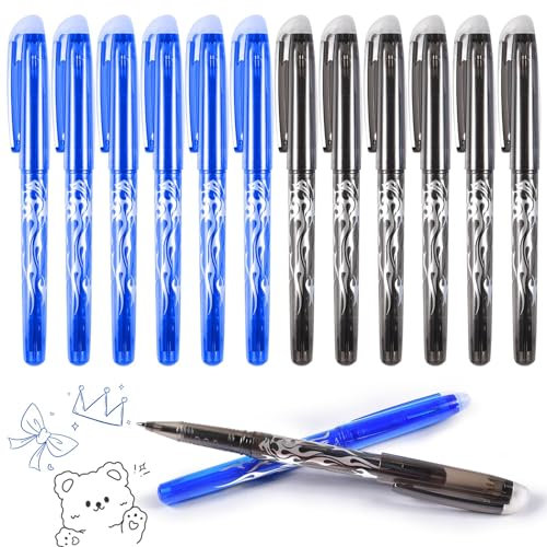 FGen 0.5mm Radiergummi-Kugelschreiber,Gelschreiber Radierbar, Blaue Und Schwarze Radierbarer Tintenroller Set,0.5mm Radiergummi-Kugelschreiber, Schulbedarf Bürobedarf