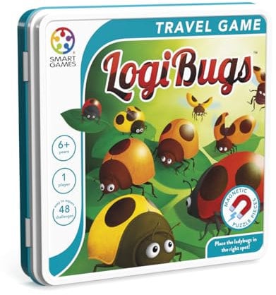 SmartGames - Logibugs, Magnetic Puzzle Game in Tin with 48 Challenges, Ages 6+