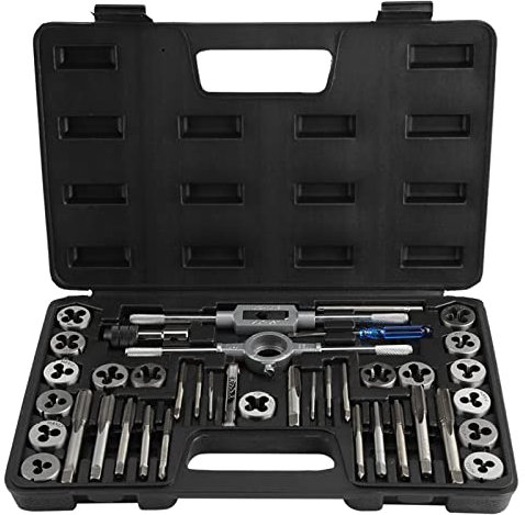 40-teiliges Feingewindeschneider set, M3-M12 Gewindeschneid-Satz Taps and Dies set Gewindebohrer und Schneideisen Set mit Schraubenschlüsseln und Gewindelehre