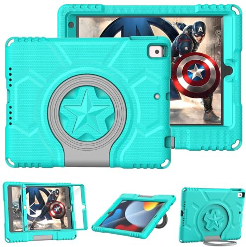 DICEKOO Funda infantil para iPad de 9ª/8ª/7ª generación de 10.2 pulgadas versión 2021/2020/2019, con protector de pantalla integrado, mango a prueba de golpes, funda para niños para Apple iPad de 10.2