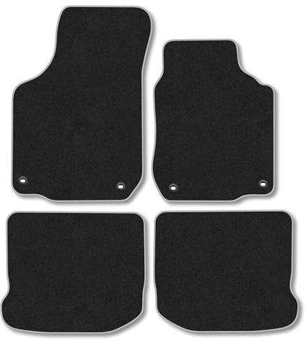 VW Beetle 1999-2011 Car Mats Accessories Tailored Fit Carpet Floor Mats non Slip Grey Trim Full Coverage Compatible Accessory Front Rear Set Anti Slip Granulated Backing Hand-Finished Clips