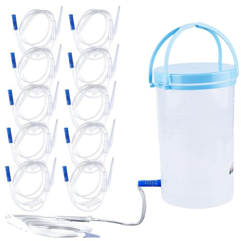 Kit complet de lavement pour le nettoyage intestinal - 1200 ml - Irrigateur pour nettoyer les intestins - Avec 1 cathéter + 10 embouts de cathéter de 25 cm - Sûr et hygiénique