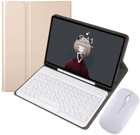 MG REAL d'oro, Custodia con Tastiera per Samsung Galaxy Tab A7 10.4'' 2020 (SM-T500/T505), Staccabile Magnetica Bluetooth Tastiera con Portapenne
